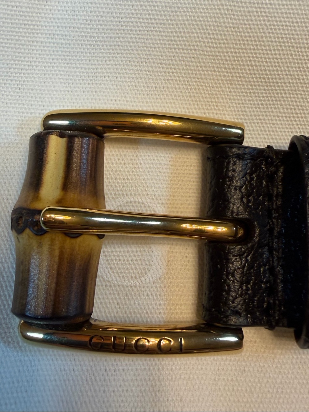 New Gucci Bamboo Logo Belt Size 48 / 120 cm Fits a Waist 44 - 48 - Picture 7 of 13